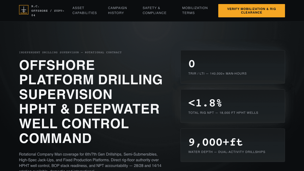 Offshore Professional — live site screenshot